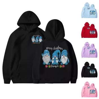 Графические толстовки с капюшоном для женщин Милый пуловер с длинным рукавом Опрятные толстовки с капюшоном с принтом букв Осень-зима S чёрный