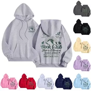 Графические толстовки с капюшоном для женщин Милый пуловер с длинным рукавом Опрятные толстовки с капюшоном с принтом букв Осень-зима M розовый