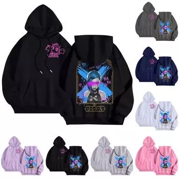 Графические толстовки с капюшоном для женщин Милый пуловер с длинным рукавом Опрятные толстовки с капюшоном с принтом букв Осень-зима L чёрный