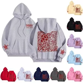 Графические толстовки с капюшоном для женщин Милый пуловер с длинным рукавом Опрятные толстовки с капюшоном с принтом букв Осень-зима L бежевый