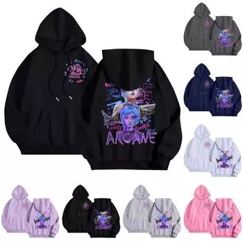 Графические толстовки с капюшоном для женщин Милый пуловер с длинным рукавом Опрятные толстовки с капюшоном с принтом букв Осень-зима L чёрный