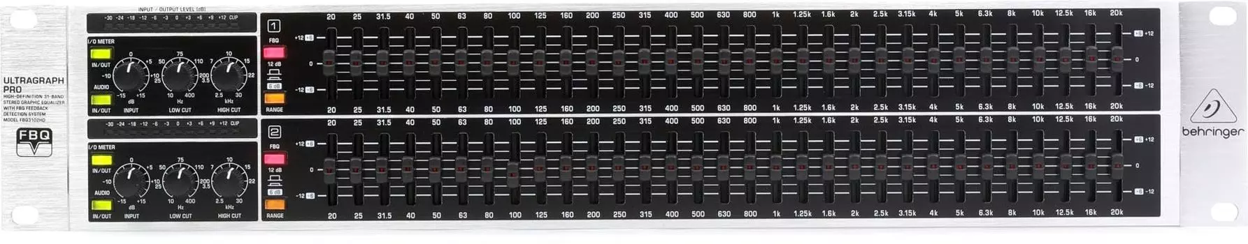Графический эквалайзер Behringer, 31-полосный стереофонический эквалайзер с функцией обнаружения обратной связи, выход на сабвуфер FBQ3102HD