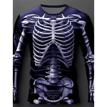 Графический дизайн черепа повседневная субкультура мужская 3D-печать спортивная уличная рубашка с длинными рукавами и круглым вырезом одежда весна и осень L