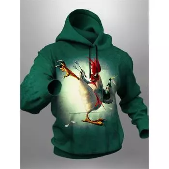 Графический Петух Мужская мода 3D принт толстовка с капюшоном спортивные толстовки с длинным рукавом с принтом капюшона передний карман дизайнерская толстовка с капюшоном L