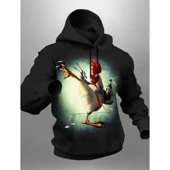 Графический Петух Мужская мода 3D принт толстовка с капюшоном спортивные толстовки с длинным рукавом с принтом капюшона передний карман дизайнерская толстовка с капюшоном S