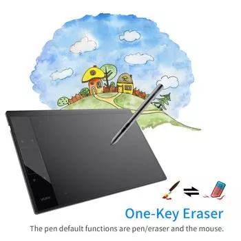 Графический планшет VEIKK A30 для рисования, 10 x 6 дюймов, большая активная область, сенсорное управление с помощью жестов, сенсорное управление 8192 чёрный