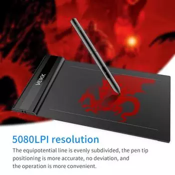 Графический планшет VEIKK S640 для рисования, 6 x 4 дюйма, активная область, 8192 уровней, графический планшет для рисования под давлением чёрный
