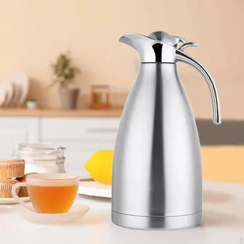 - Графин для кофе из нержавеющей стали, диспенсер для воды или чая, кувшин с крышкой, чайник для чая, сока, 1.5L