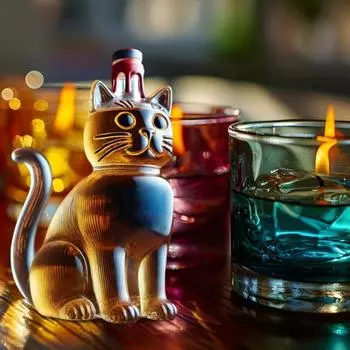 Графин для виски Cat объемом 10 унций, стеклянная бутылка в форме кошки с пробкой