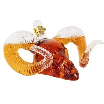 Графин для виски Goat Head объемом 750 мл, не содержащая свинца барная посуда Baphomet Head, стеклянная бутылка для ликера, шотландского бурбона 750ML