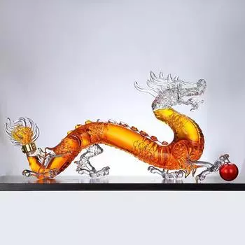 Графин для виски из бессвинцового стекла в форме китайского зодиака Дракон для ликера, шотландского бурбона, 1000 мл 1000ML
