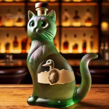 Графин для виски «Кошка» на 10 унций, стеклянная бутылка в форме кошки с пробкой, декоративный графин для хранения спиртных напитков, подарок любителям виски и любителям кошек A