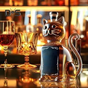Графин для виски «Кошка» на 10 унций, стеклянная бутылка в форме кошки с пробкой, декоративный графин для хранения спиртных напитков, подарок любителям виски и любителям кошек A
