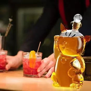 Графин для виски «Кошка» объемом 1000 мл, уникальный стеклянный графин для виски, украшение для бара, шикарный аксессуар для бара, подарок для любителей виски 1pc