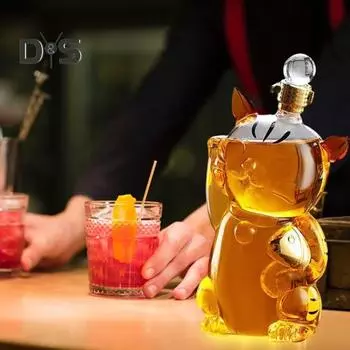 Графин для виски «Кошка» объемом 1000 мл, уникальный стеклянный графин для виски, украшение для бара, шикарный аксессуар для бара, подарок для любителей виски 1pc