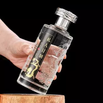 Графин для виски с гравировкой в виде дракона, 500 мл, круглый, не содержащий свинца, бутылка для виски, текилы, бренди и водки