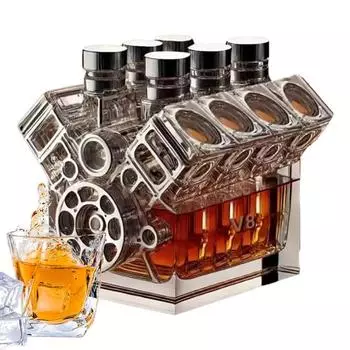 Графин для виски, стеклянный графин для ликера, бутылка в форме двигателя, коллекционный декор для мужчин, отца, мужа, папы, парня, его 02