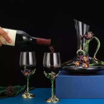 Графин из эмалевого хрусталя Iris, набор диспенсеров для красного вина, креативный бокал, высококачественный подарочный сепаратор для вина, барная посуда