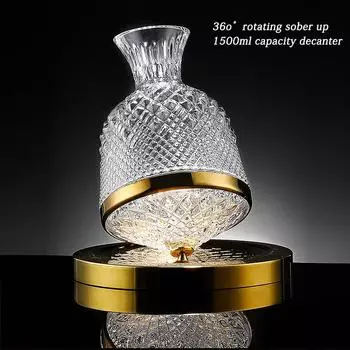 Графин, вращающийся на 360 градусов, стакан 1500 мл, диспенсер для графина, хрустальная стеклянная бутылка, аэратор для вина, зеркальный кувшин, подарочный бар, декоративная стеклянная посуда