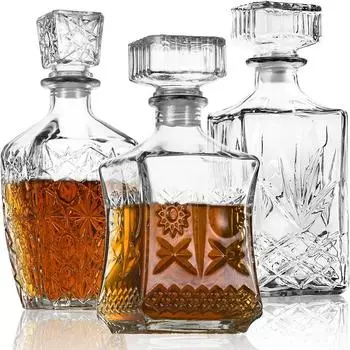 Графины для ликера Графин для виски Стеклянная бутылка для текилы, бренди и водки Уникальные украшения для бара и вечеринки с ликером
