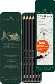 Графитовый карандаш Pit Graphite Matte Can 6 шт. Оригинальный Faber-Castell [Японский продукт]