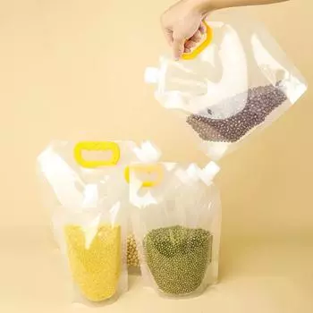 Зерновой герметичный мешок для хранения на кухне Прозрачный всасывающий мешок от насекомых Влагонепроницаемый мешок Портативный мешок для хранения продуктов Воронка Кухонные принадлежности