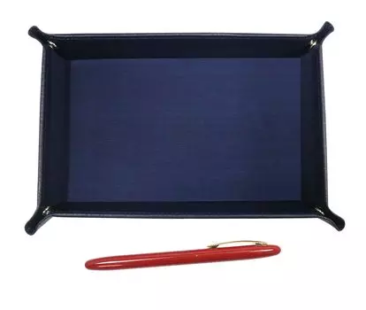 grained cowhide pen tray in all with a Brasda Capo rotating ballpoint pen and a Hysteric Red pen set Japanese-made blue, brass, (TRAL-JT12)