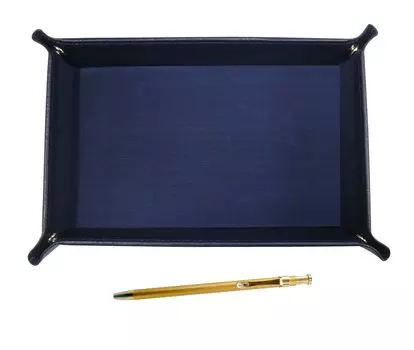 grained cowhide pen tray in blue with a slim set in gold Japanese-made 60-pen (TRAL-SV60KBP)