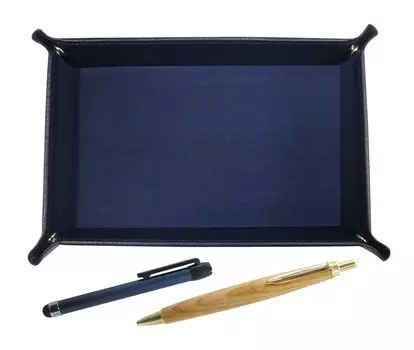 grained cowhide pen tray in metal touch stick in blue and maple wood barrel retro ballpoint pen set Japanese-made blue, TRAL-ALL-HS47S