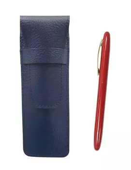 Grained Leather Pen Case Blue All Brass Brasda Capo Rotating Ballpoint Pen Hysteric Red Set SASL-JT12