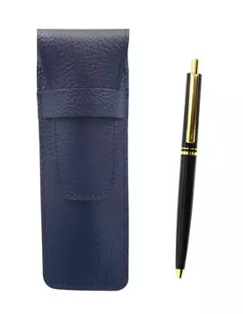 Grained Leather Pen Case Blue AP300 1965 Reproduction Knock Type Metal Clip Ballpoint Pen Set Black 2-Pack SASL-AP300B-B-2