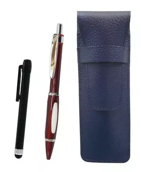 Grained Leather Pen Case Blue Metal Touch Stick Black and Metal Scorpion Shocking Ballpoint Pen Set Red SASL-ALB-B989A-R