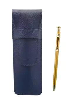 Grained Leather Pen with Slim 60 Gold Ballpoint Pen Set 2-Pack Case, Blue, (SASL-SV60KBP-2)