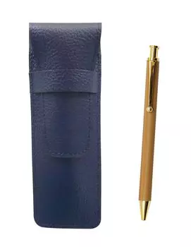 Grained leather pencil case blue bamboo pattern ballpoint pen set SASL-FB300CB