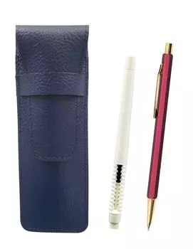 Grained leather pencil case blue eraser white and all metal metallic wine sturdy hexagonal ladies mechanical pencil set pen-shaped SASLMC46W-A6S