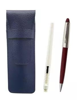 Grained leather pencil case blue eraser white and Neo ladies retro mechanical pencil set pen-shaped D-700 SASLMC46W-700S
