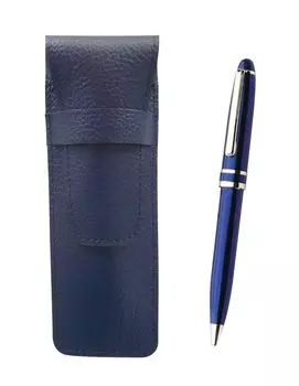Grained leather pencil case blue Midnight rotating ballpoint pen set blue SASL-SA2002BP-L