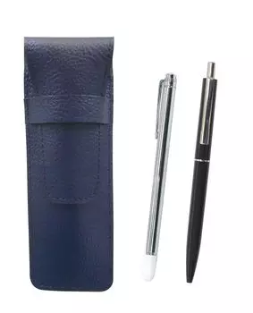 Grained leather pencil case ladies mechanical pencil set with metal indicator rod and AP150 1965 reprint metal black blue, knock-type clip,
