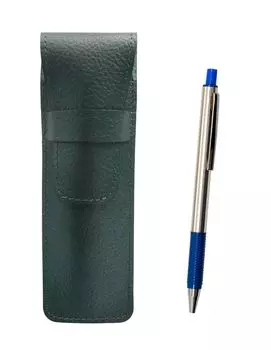 Grained leather pencil case moss green FB325 aluminum straight knock ballpoint pen set blue SASMG-FB325-L