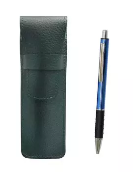 Grained leather pencil case moss green metal pitch grip ballpoint pen set blue & SASMG-WZ2067BP-L