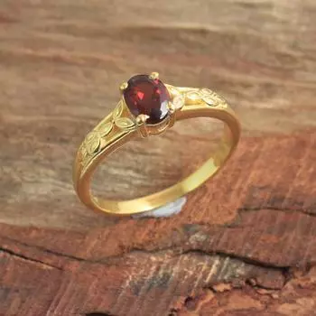 Гранат Драгоценный камень Желтое золотое кольцо 100% стерлингового серебра 925 пробы Ювелирные изделия ручной работы 5 жёлтый/золотой