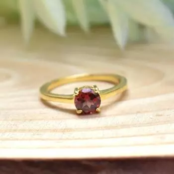 Гранат с круглым драгоценным камнем, кольцо из стерлингового серебра 925 пробы, кольцо из желтого золота, кольцо ручной работы, кольцо с камнем, кольцо из стерлингового серебра, подарок для нее 6