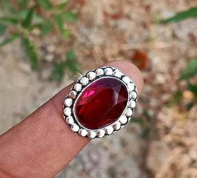 Гранат Топаз Драгоценный камень Стерлингового серебра 925 пробы Подарочное кольцо в стиле хиппи Размер 7Ювелирные изделия HNR-R2-R235