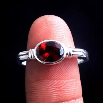 Гранат Январский Камень Кольцо 100% Стерлингового Серебра 925 Пробы Массивные Ювелирные Изделия Женское Кольцо Кольцо Ручной Работы 5 красный