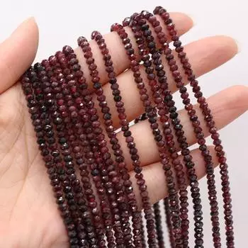 Гранатовые бусины из натурального камня Snall, граненые бусины для самостоятельного изготовления ювелирных изделий, ожерелье, браслет, серьги, аксессуар 3x4mm