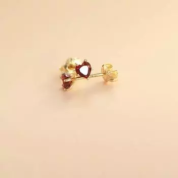 Гранатовые счастливые серьги-гвоздики из стерлингового серебра 925 пробы, не вызывающие аллергии, простые модные универсальные серьги в форме сердца для женщин 925