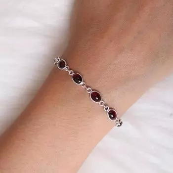 Гранатовый браслет/браслет из стерлингового серебра 925 пробы/январский камень/браслет ручной работы/регулируемые украшения/подарок для нее 14.05mm-22.33mm красный