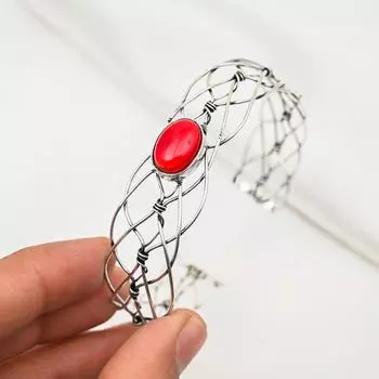 Гранатовый браслет, регулируемый браслет из стерлингового серебра 925 пробы, ювелирные изделия с драгоценными камнями в подарок маме, совершенно новые ювелирные изделия ручной работы Adjustable красный