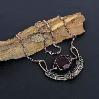 Гранатовый драгоценный камень, медная проволока, ювелирные изделия ручной работы, красивое ожерелье для нее 18 Inches With Adjustable красный