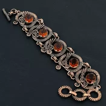 Гранатовый драгоценный камень ручной работы из чистой медной проволоки, обернутый удивительным ювелирным браслетом 7-8 Inches красный